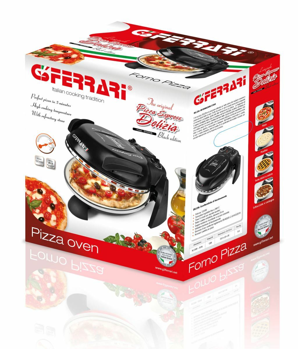 G3 Ferrari G10006 DELIZIA EVO BLACK Az eredeti gyártó, olasz házi pizza sütője, 400 fok, 5 perc alatt 31cm--es pizza