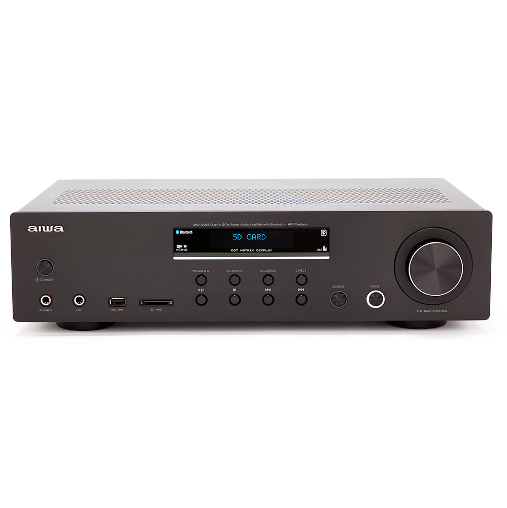 Aiwa AMU-120BTBK Sztereó integrált erősítő USB, SD bemenettel, Bluetooth funkcióval