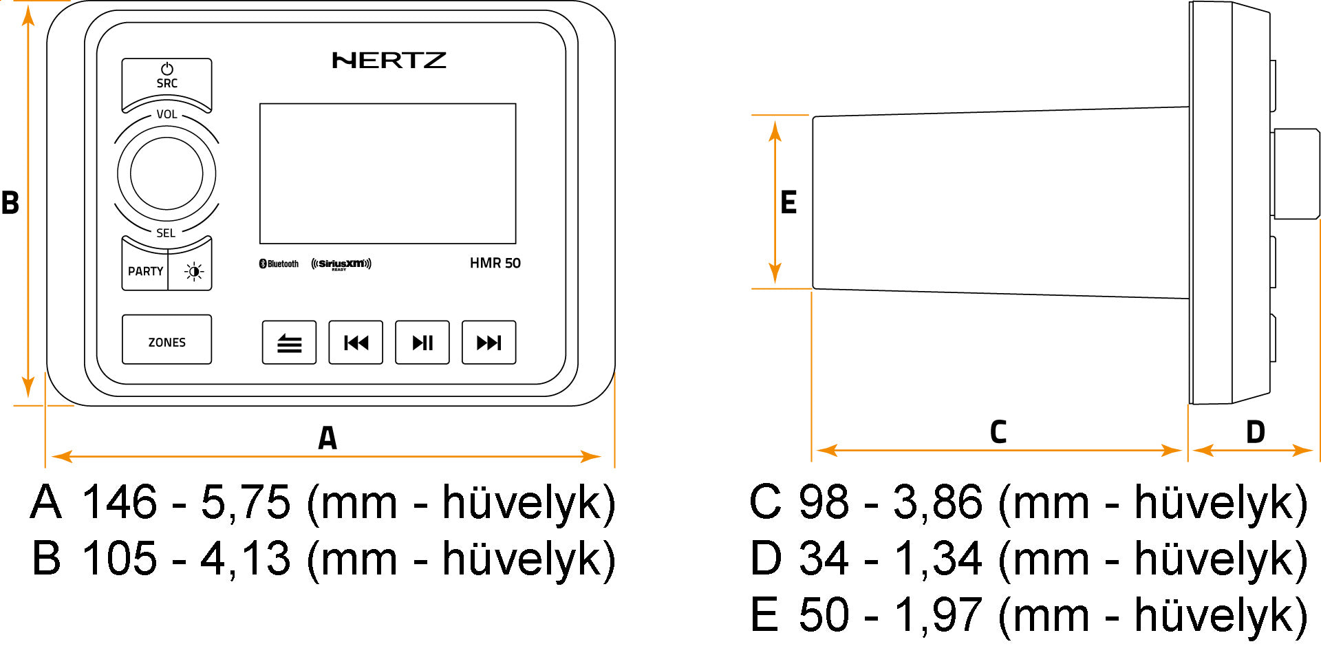 Hertz HMR 50 Prémium Hajós, Motor, Powersport digitális médialejátszó