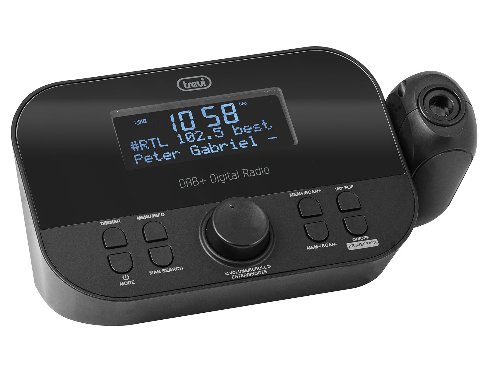 Trevi RC 85D8 DAB Digitális ébresztőórás rádió FM és DAB vevővel, időkivetítővel