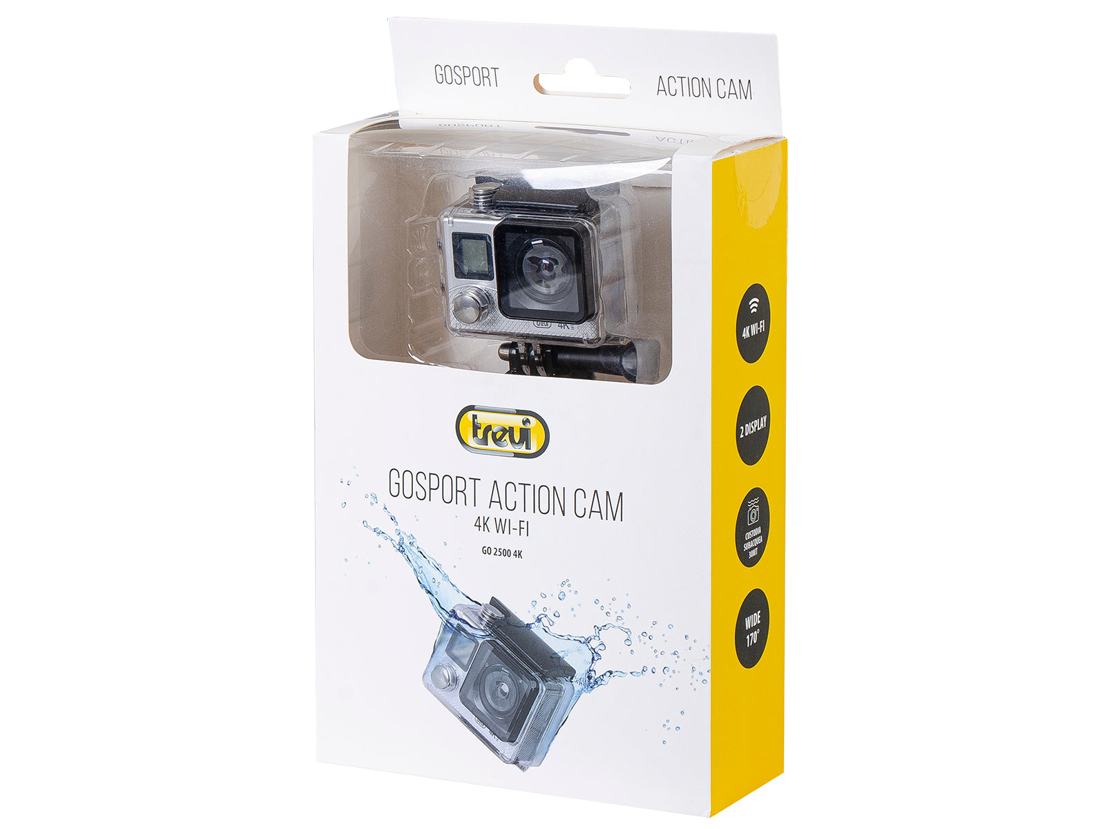 Trevi GO 2500 4K WIFI Action Cam 4K, ULTRA HD, WIFI-s sportkamera vízálló és különböző sport tartozékokkal