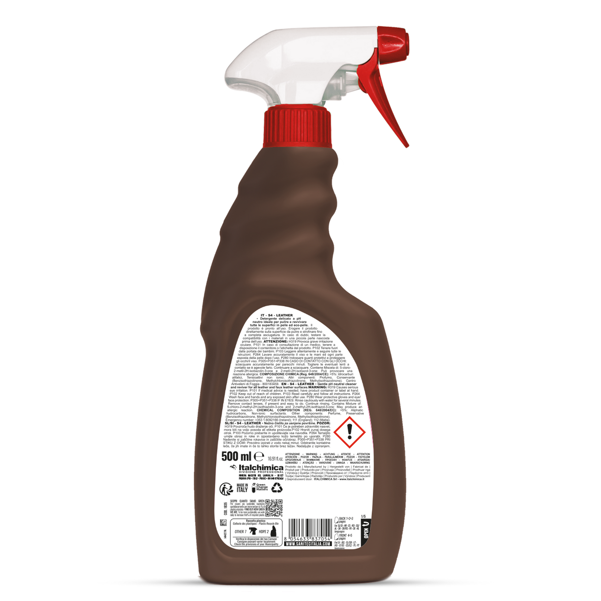 Bőr vagy műbőr tisztító és frissítő spray 500 ml - Sanitec S4 Leather 1835