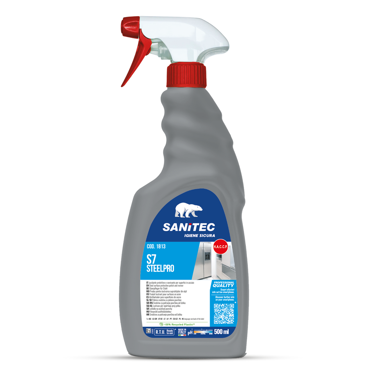 Fényesítő acélfelületekhez 500 ml - Sanitec S7 Steelpro 1813