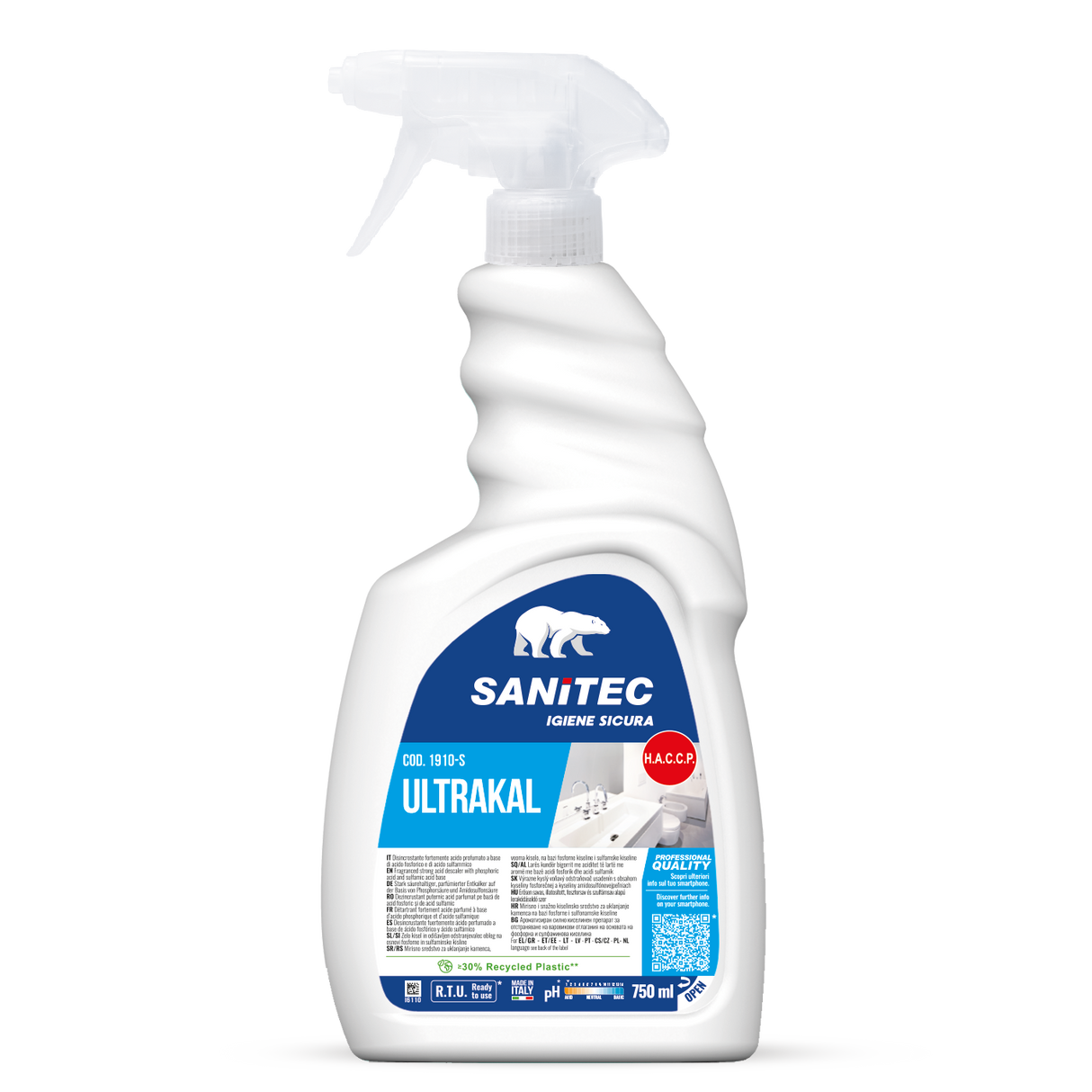 Erősen savas fürdőszobai vízkőoldó 750 ml - Sanitec Ultrakal 1910-S