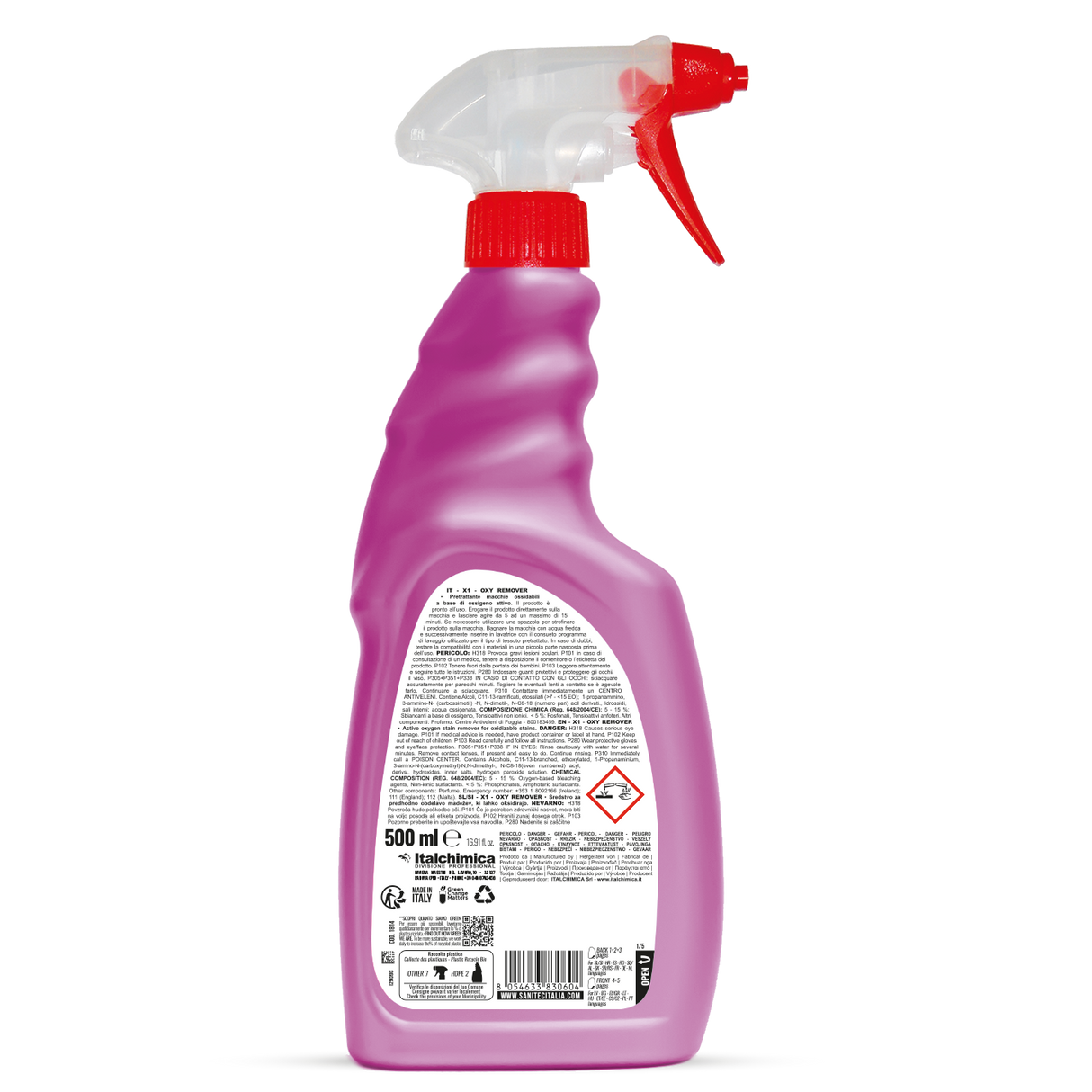 Aktív oxigén tartalmú előkezelő spray ruhákhoz 500 ml - Sanitec X1 Oxy Remover 1814