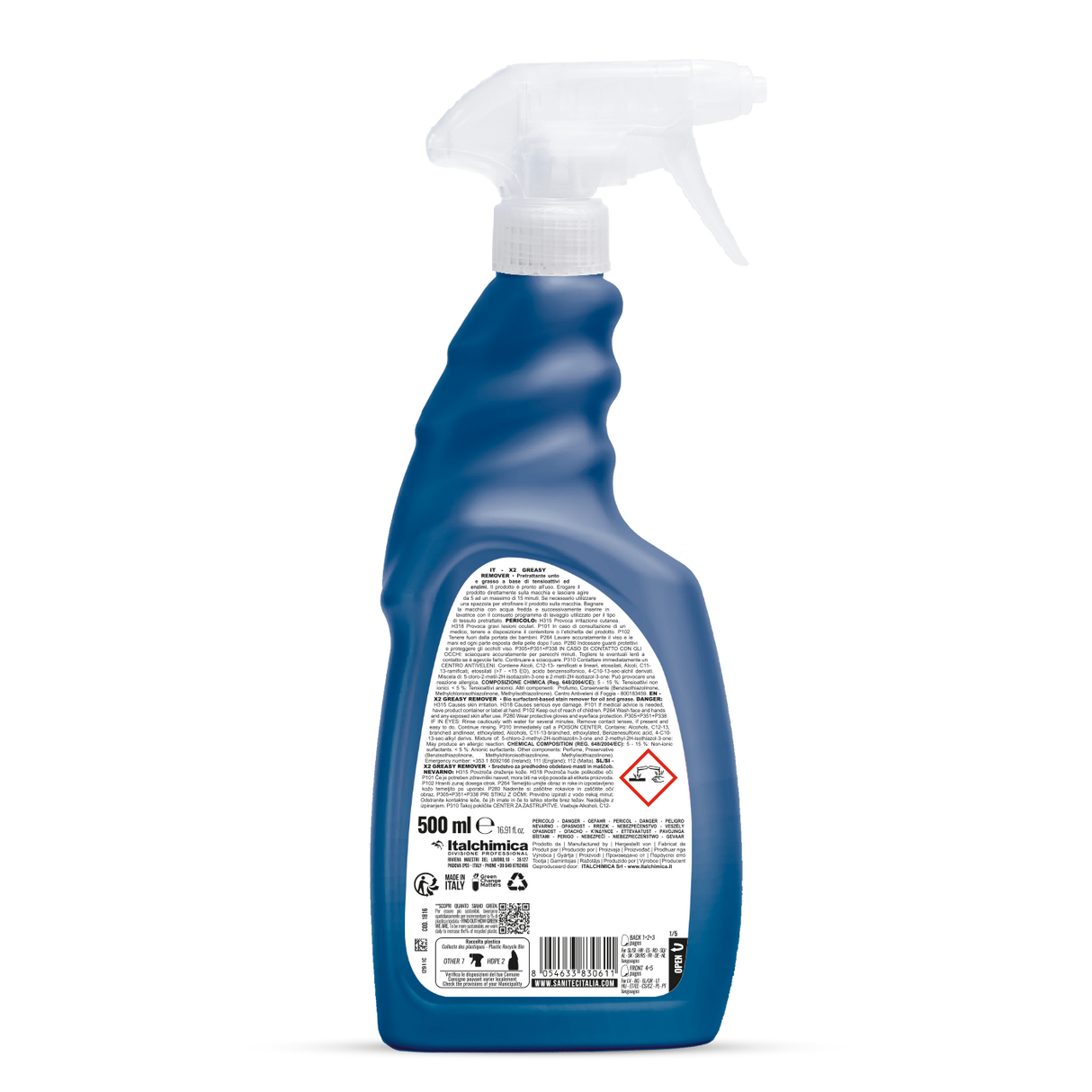 Enzimalapú előkezelő  spray zsíros és olajos szennyeződéshez 500 ml - Sanitec X2 Grease Remover 1816