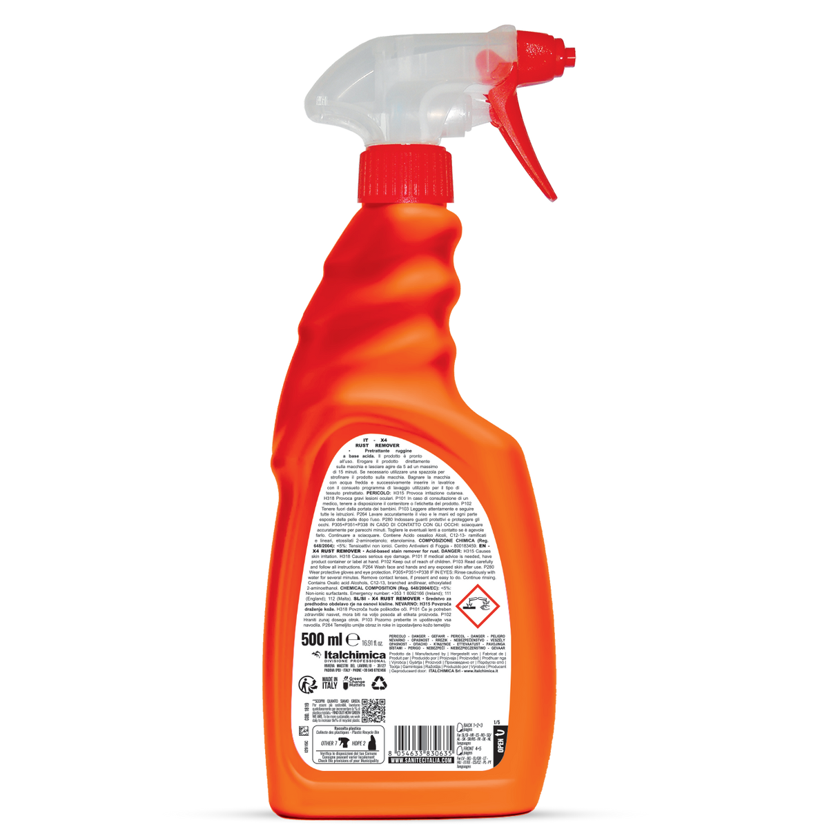 Savalapú folteltávolító előkezelő spray rozsdafoltok ellen 500 ml - Sanitec X4 Rust Remover 1819