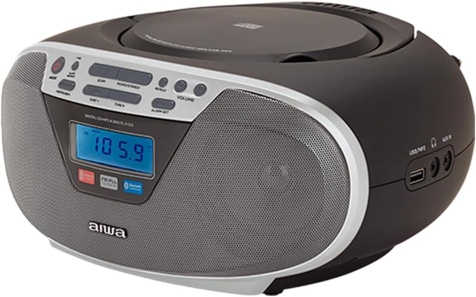 Aiwa BBTU-400SL Hordozható CD rádió, Bluetooth, USB bemenettel, órával és ébresztőórával